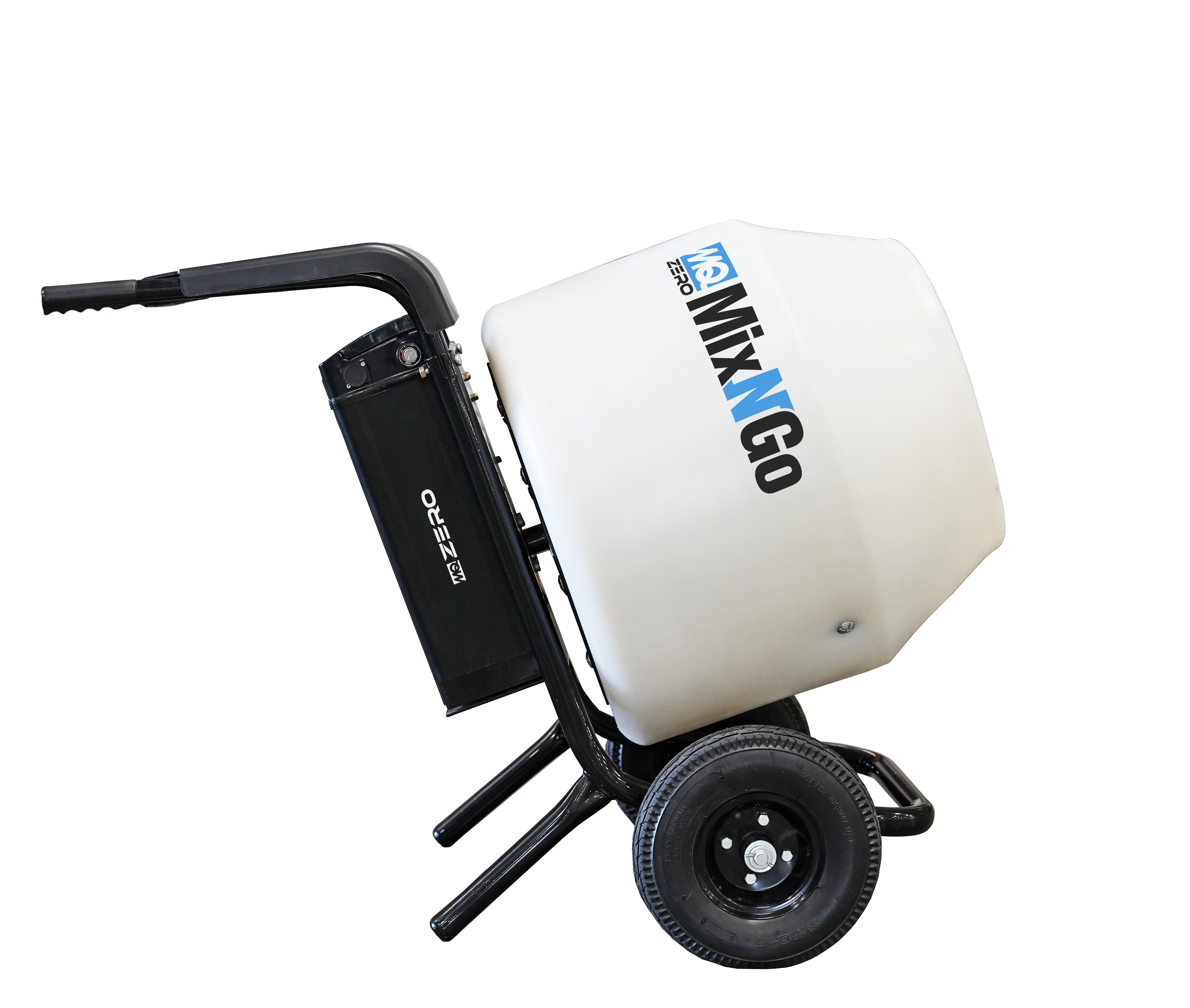 The Mix-N-Go mixer features a polyethylene drum designed for removal of dried concrete.