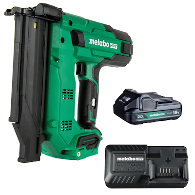 Powered by a 2.0Ah 18V battery, the cordless nailer enables individuals to drive up to 700 brads per charge.
