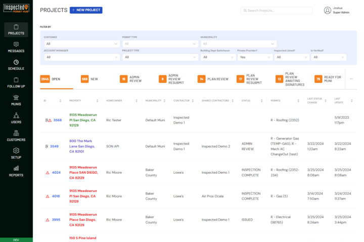 Serving as the gateway for permit management, Permit Hub enables permit tracking, notarization, plan reviews and inspection results.