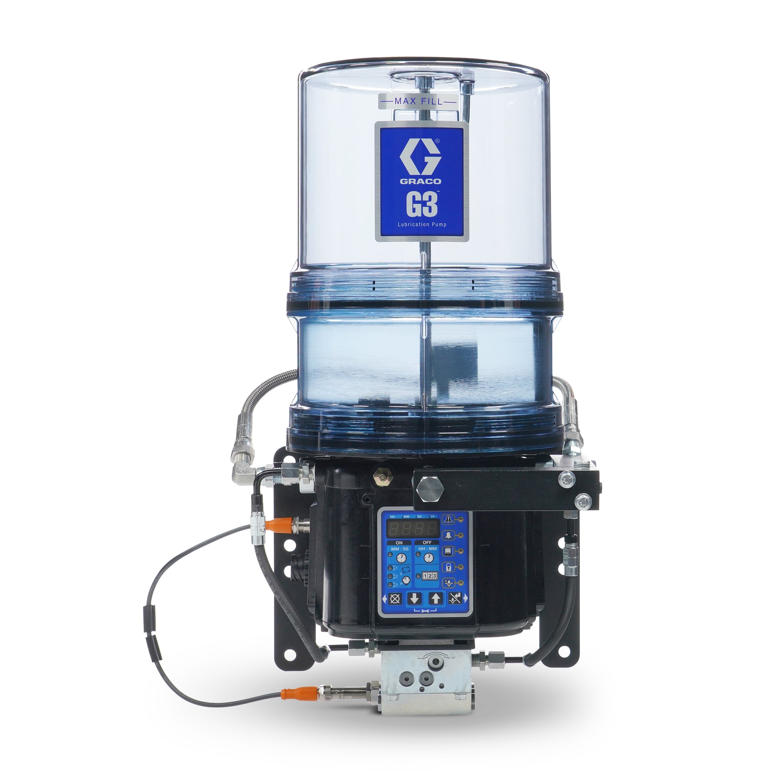 The G3 Dual-line Pump is equipped with a universal mounting bracket, versatile reservoir options, fail-safe switching valve, pump management features and accessible components.