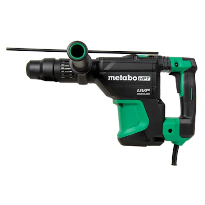 The rotary hammer is equipped with continuous run mode, enabling the user to keep the tool running with the flip of a switch.