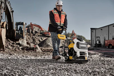 The POWERSHIFT Plate Compactor provides 3,370 ft./lbs. of force through its 15.7-in. plate with controls that are mounted on a folding handle for user control.