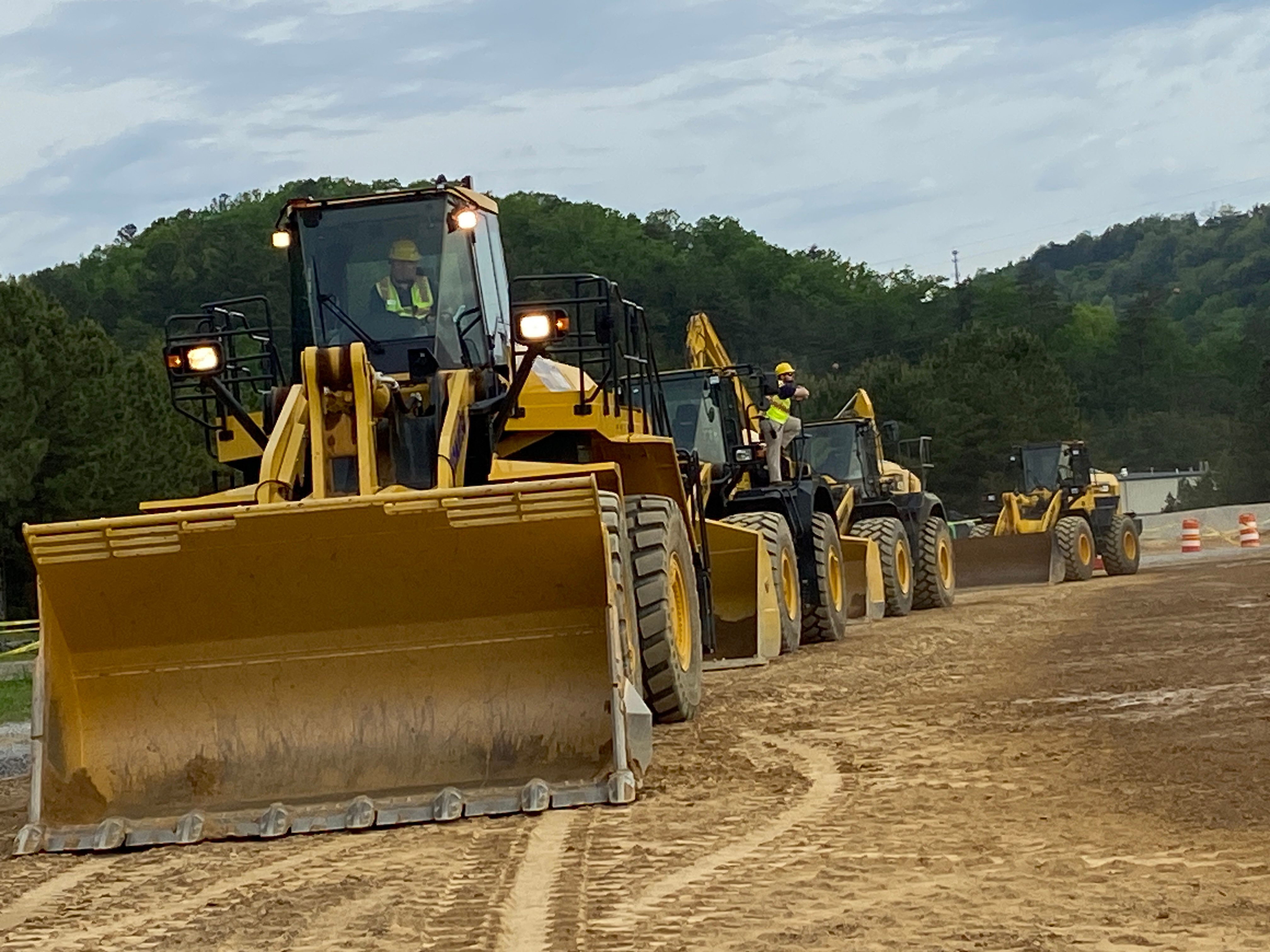 Several wheel loaders were available to operate.