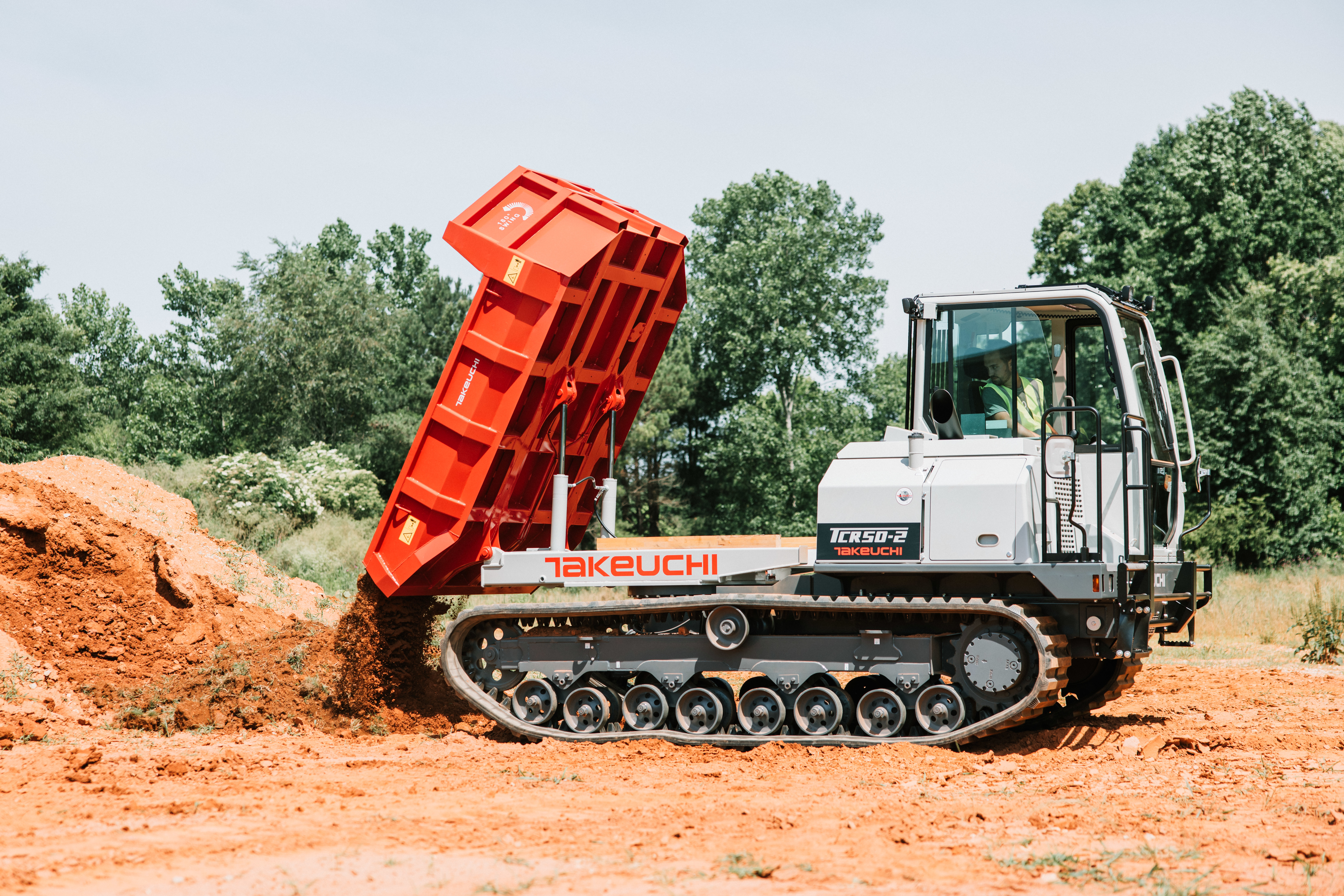 The TCR50-2 allows operators to carry up to 2.7 cu. yd. of material while rotating and dumping it in a single cycle.