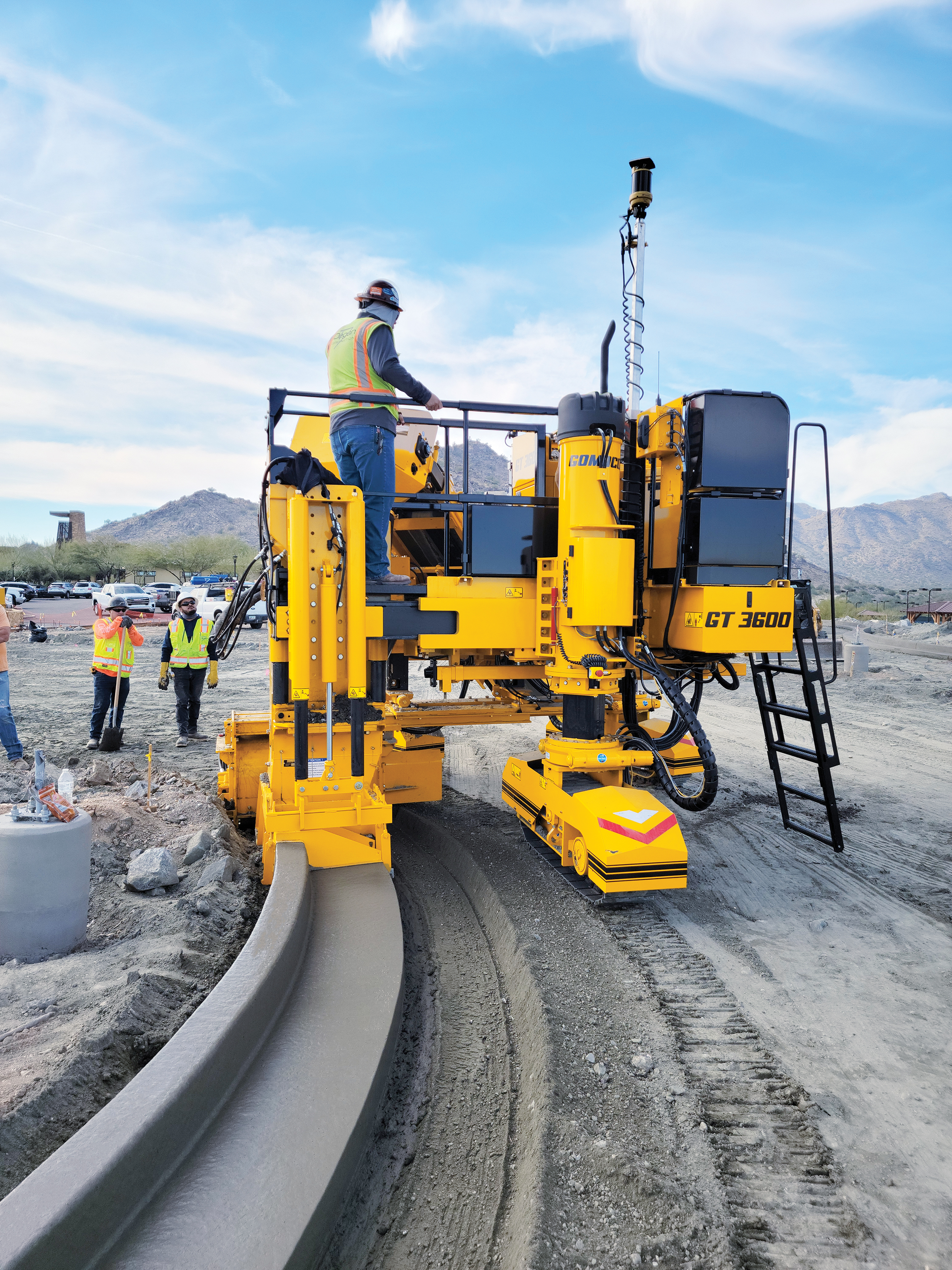 Sonic sensors are used on GOMACO texture/cure machines to eliminate the need for stringline on slipform paving projects.