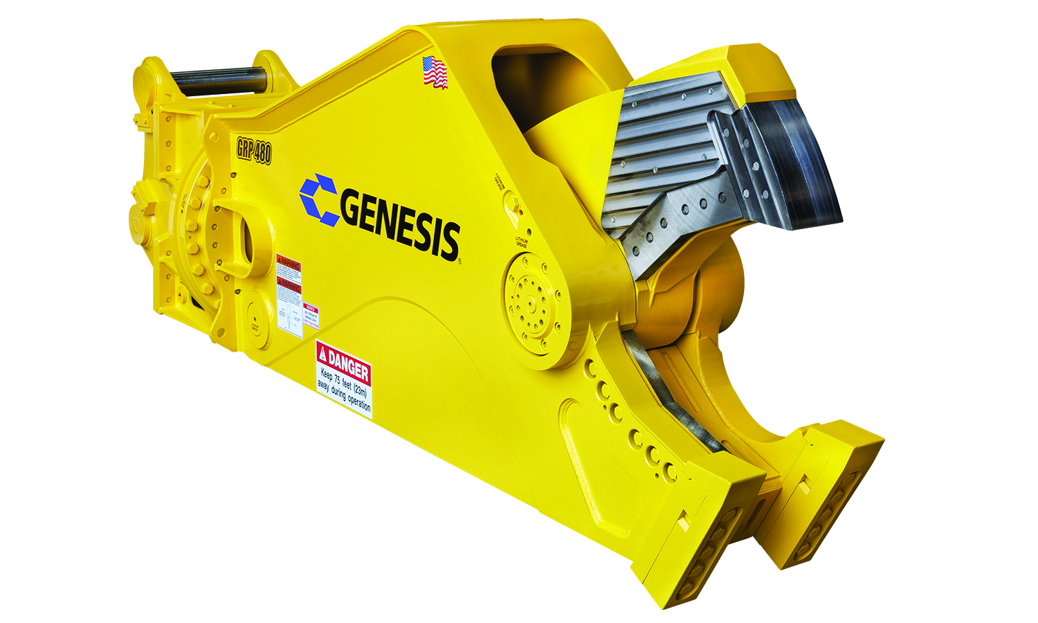 The GRP 480 Rebar Processor features numerous bolt-on wear parts and surfaces for maintenance and jaw protection.