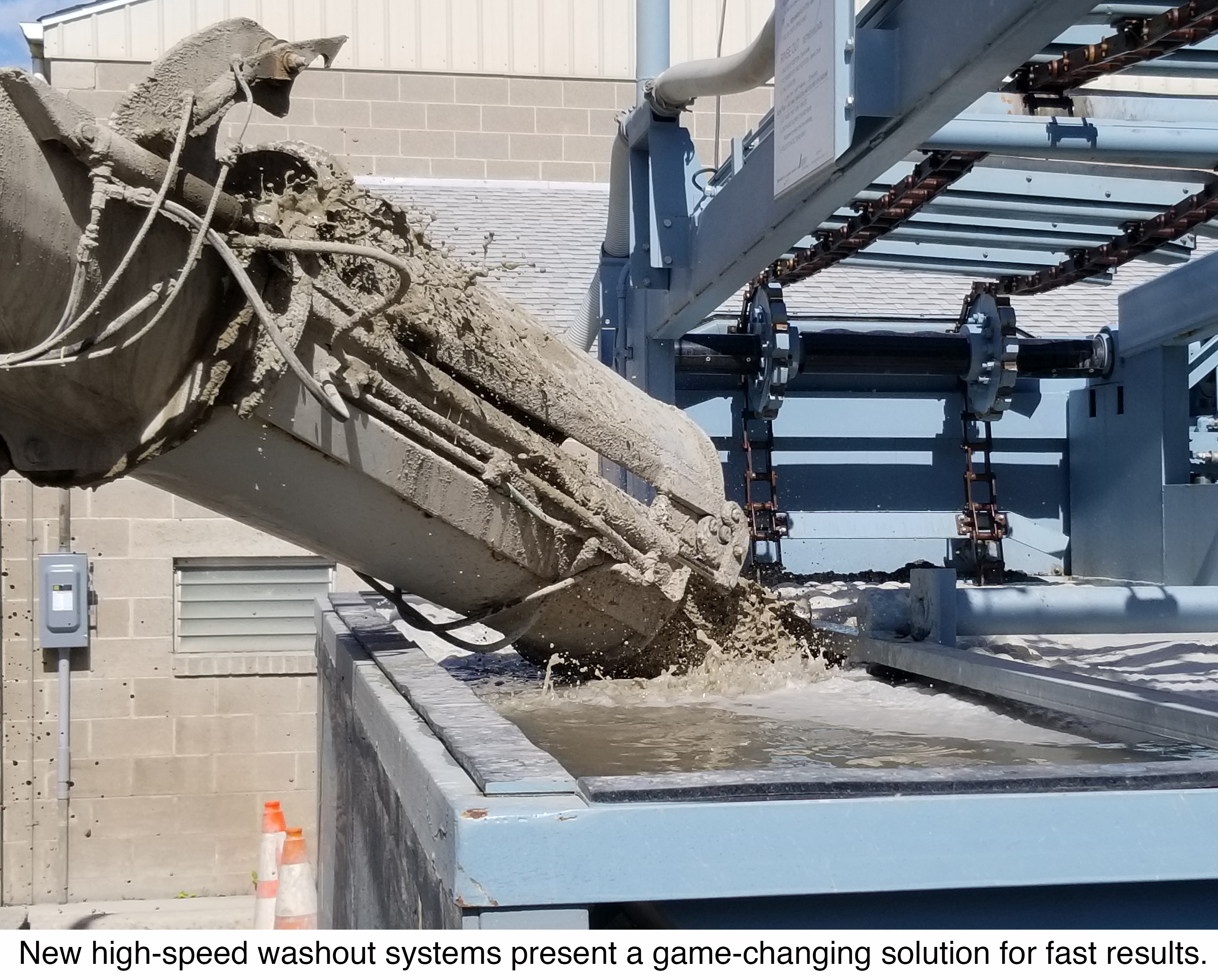 The Redi-Wash washout system is designed to washout trucks and reclaim the materials.