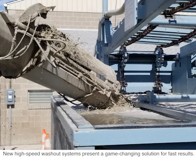 The Redi-Wash washout system is designed to washout trucks and reclaim the materials.