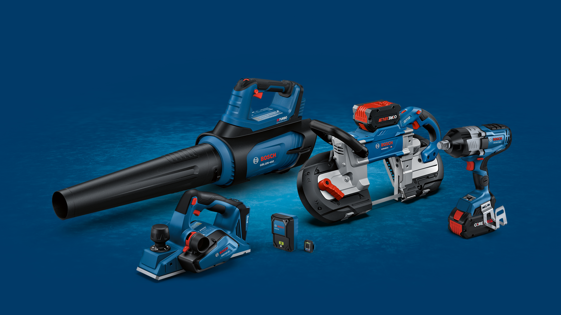 The new products include an 18V deep cut band saw, planer, impact wrench and blower.