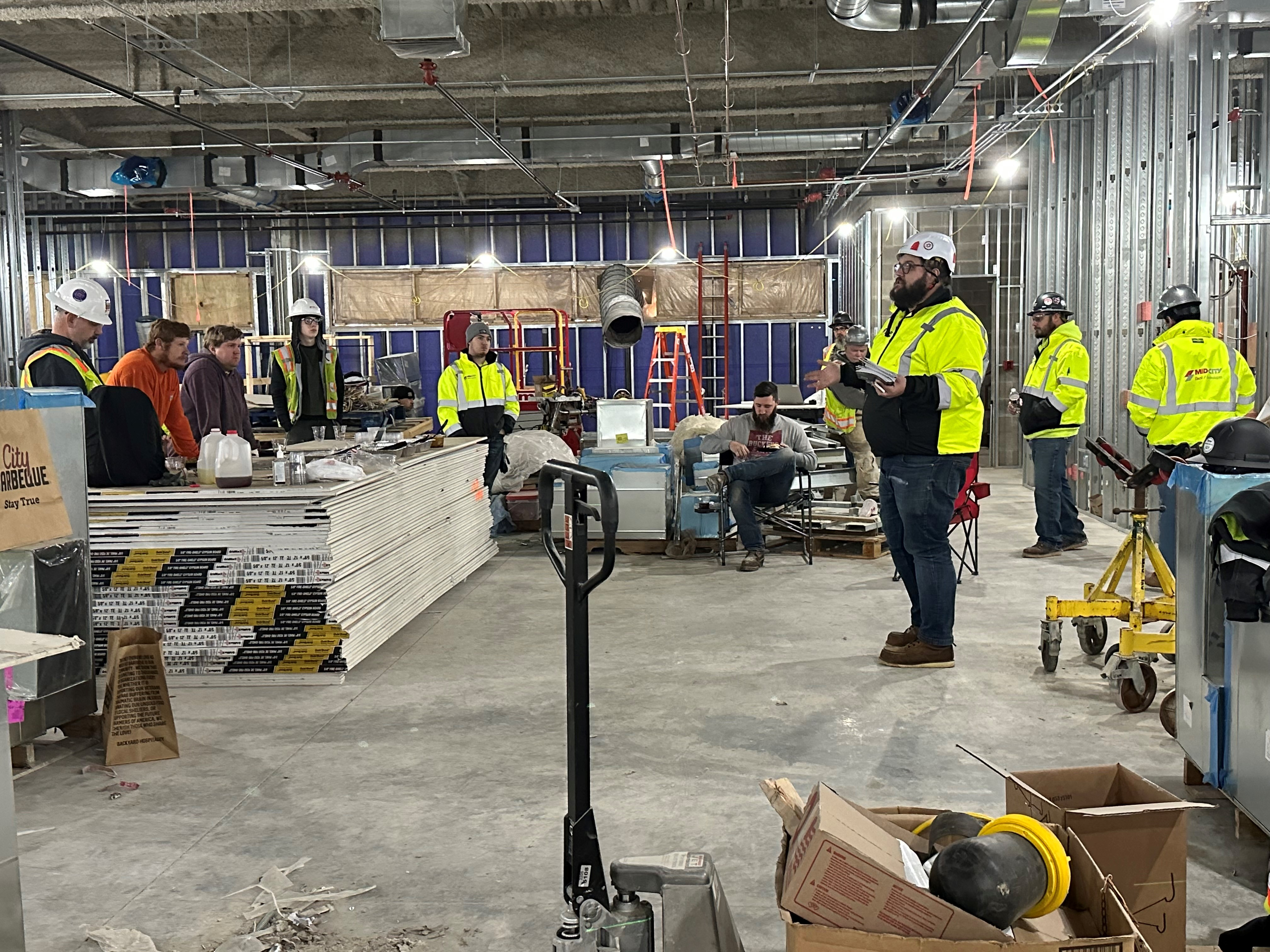 Paul Lawson, Risk Management Coordinator & Lead Mental Health Advocate For Mid-City Electric/Technologies in Columbus, Ohio, visits a jobsite during Mental Health Awareness Month.