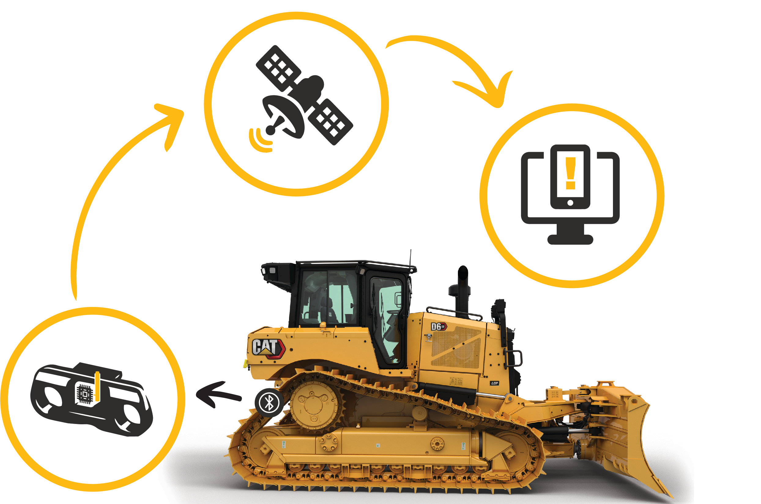 The small electronic sensor installs in a customized pocket in the track link for protection.