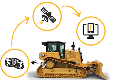 The small electronic sensor installs in a customized pocket in the track link for protection.