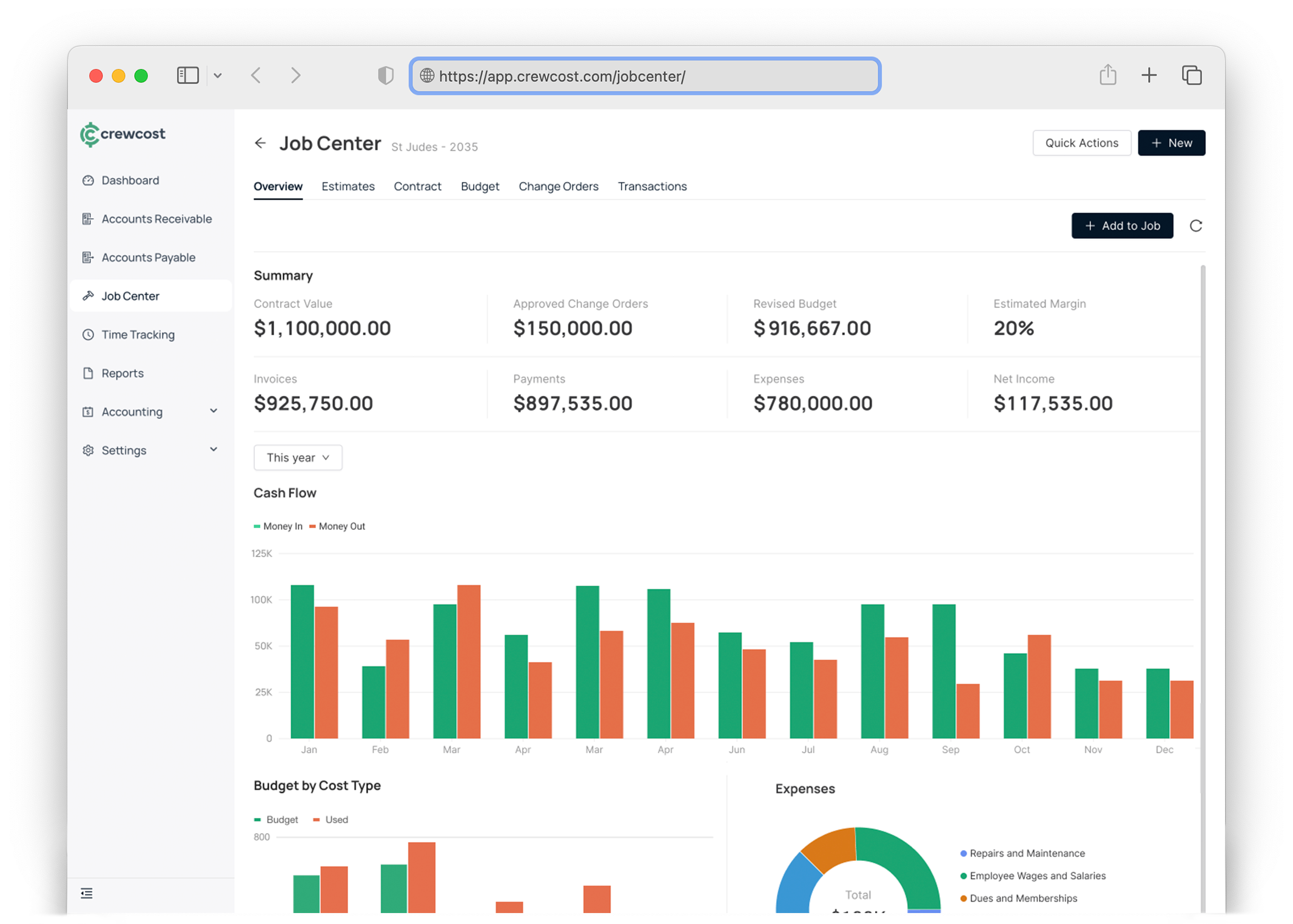 CrewCost integrates job costing and time tracking in a single platform.