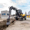The 12MTX combines the capabilities of a compact excavator, loader and telehandler into a single machine for digging, loading and material handling.