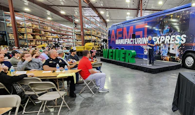 Weiler’s president and CEO, Pat Weiler thanked employees for the hard work and dedication during the AEM Manufacturing Express stop on July 1 in Knoxville, Iowa.