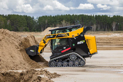 Powered by a Yanmar engine, the vertical-lift, 74.3-hp machine is capable of at-height work, loading trucks and many other tasks in construction and landscaping applications.