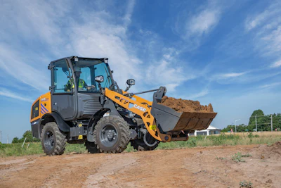 The 3.6-metric ton CASE CL36EV electric compact wheel loader.