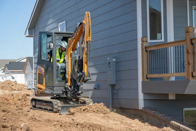 The CASE CX25EV electric mini excavator.