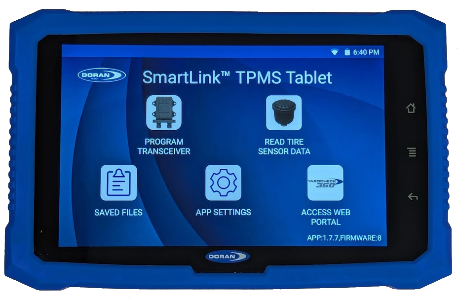 The Doran 360 SmartLink TPMS Tablet is designed for articulated haul trucks, rigid frame haul trucks, wheel loaders, mobile cranes and other off-road equipment used for heavy or civil construction, mining, quarries, aggregates and more.