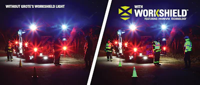 Powered by HINVII technology, WorkShield lamps use minimally visible, low-wavelength light to illuminate high-visibility material.