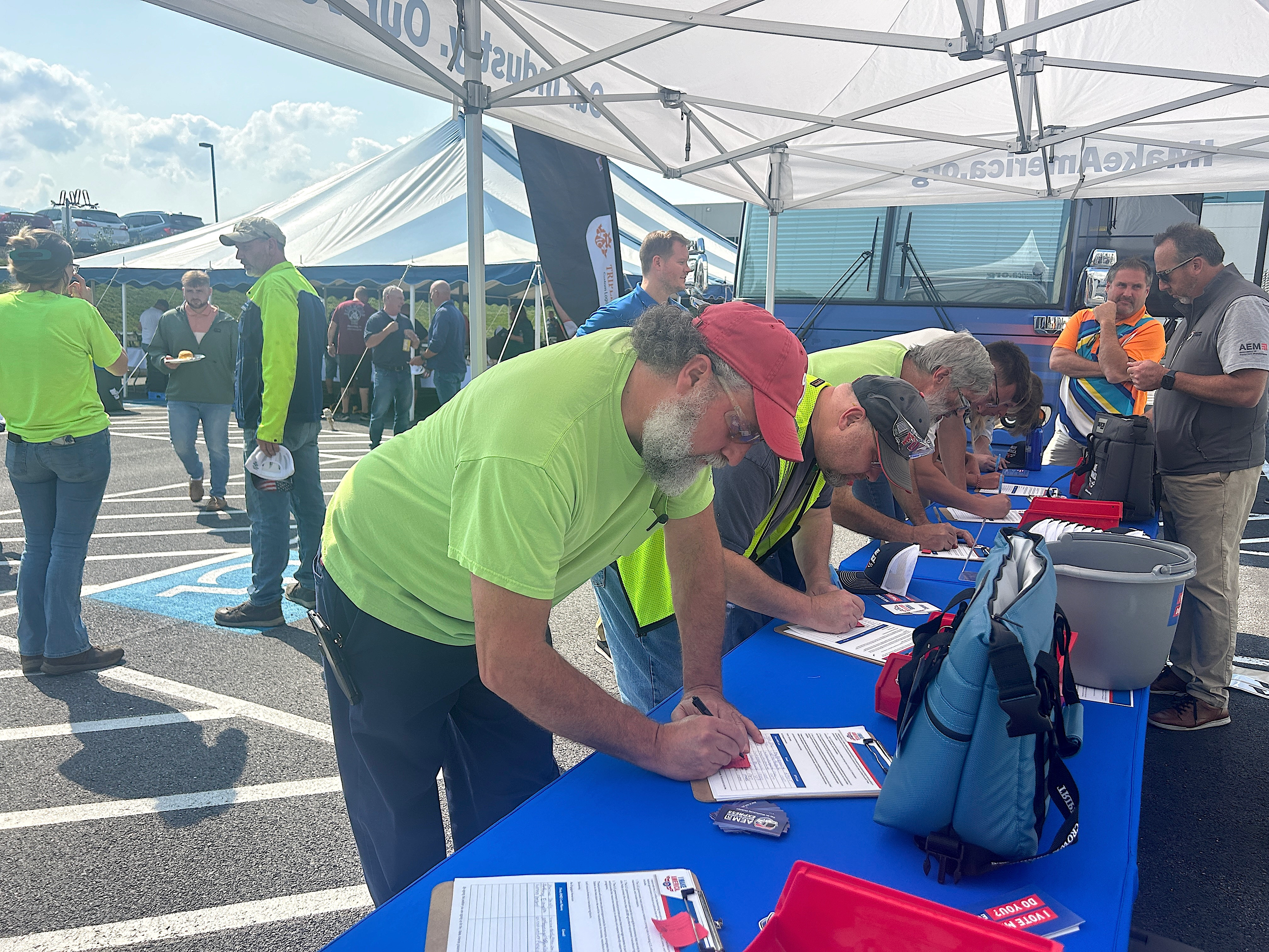 Volvo CE employees gather to celebrate 50 years of manufacturing at their North American headquarters in south central Pennsylvania.