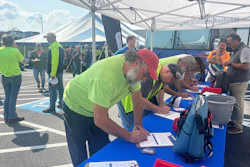 Volvo CE employees gather to celebrate 50 years of manufacturing at their North American headquarters in south central Pennsylvania.