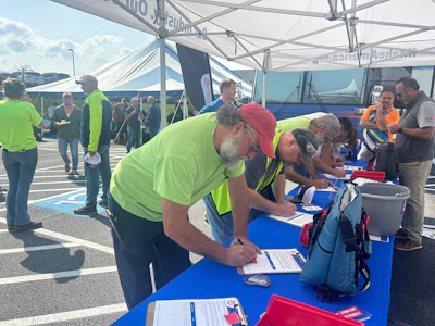 Volvo CE employees gather to celebrate 50 years of manufacturing at their North American headquarters in south central Pennsylvania.