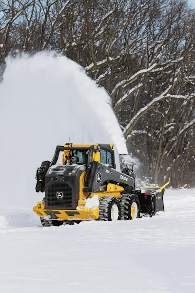 John Deere's 334 P-Tier skid steer loader is equipped with a new one-piece cab design, technology features and operating power. The machine is powered by a Yanmar 118-hp engine and comes with a 35.5-gallon fuel tank.