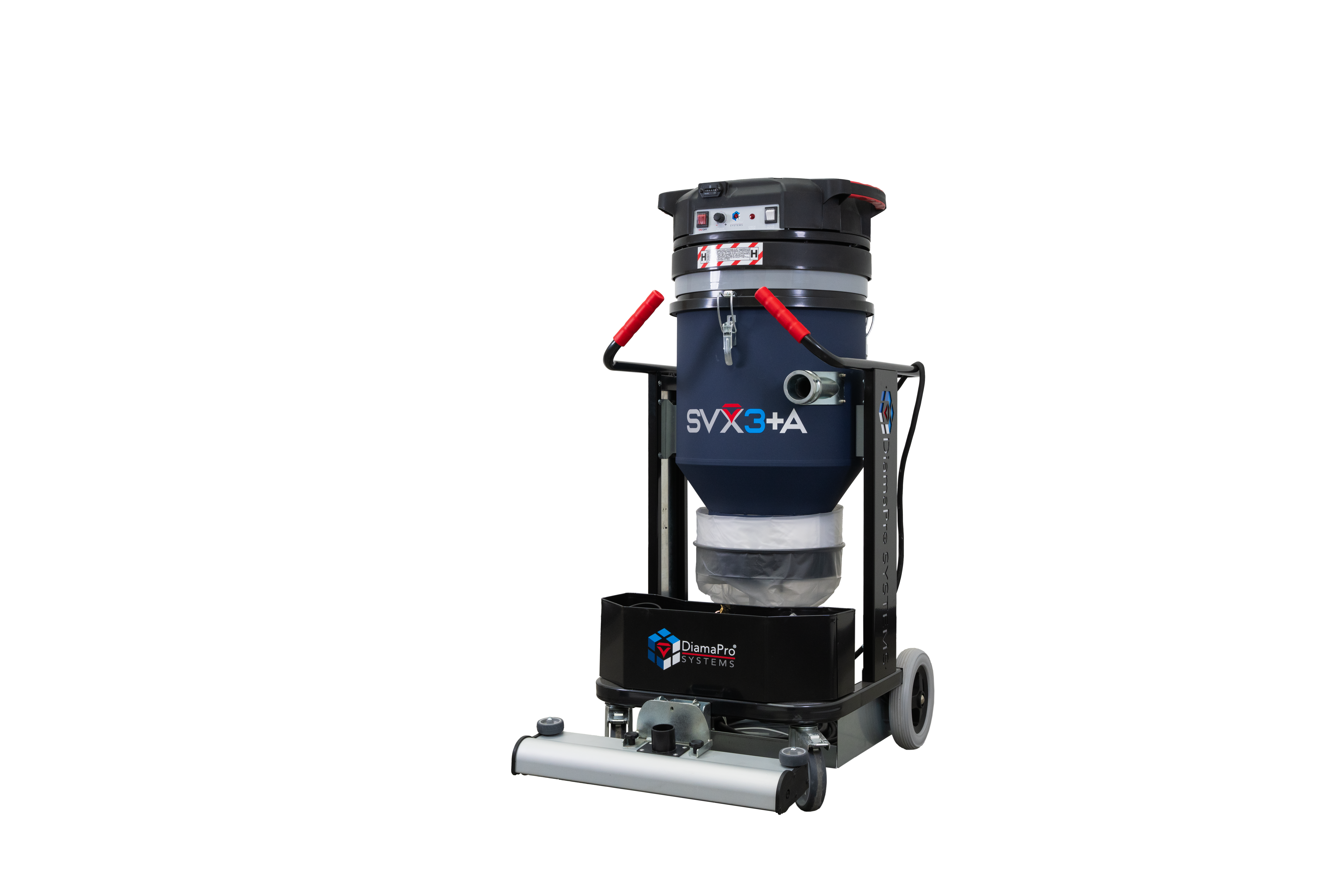 Available in single-phase 110V or 220V, the SVX3A+ Automatic Vacuum comes with a 33-ft., 3-in. antistatic hose, two 2.5-in. female camlocks and 3- to 2-in. soft cuff.