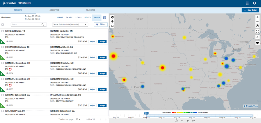 The solution adds a map-based order entry experience to the Trimble TMW.Suite and Trimble Innovative IES truckload carrier Transportation Management Software (TMS) solutions.