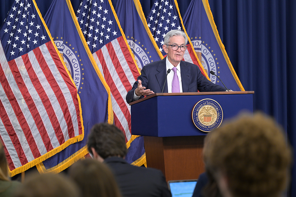 Chair Jerome Powell answers reporters' questions at the Federal Open Market Committee press conference on Sept. 18, 2024.