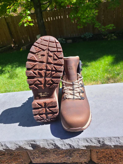 The boot meets the ASTM F2413 impact and compression standards for safety toe work boots and the ASTM F2413 electrical hazard standards.