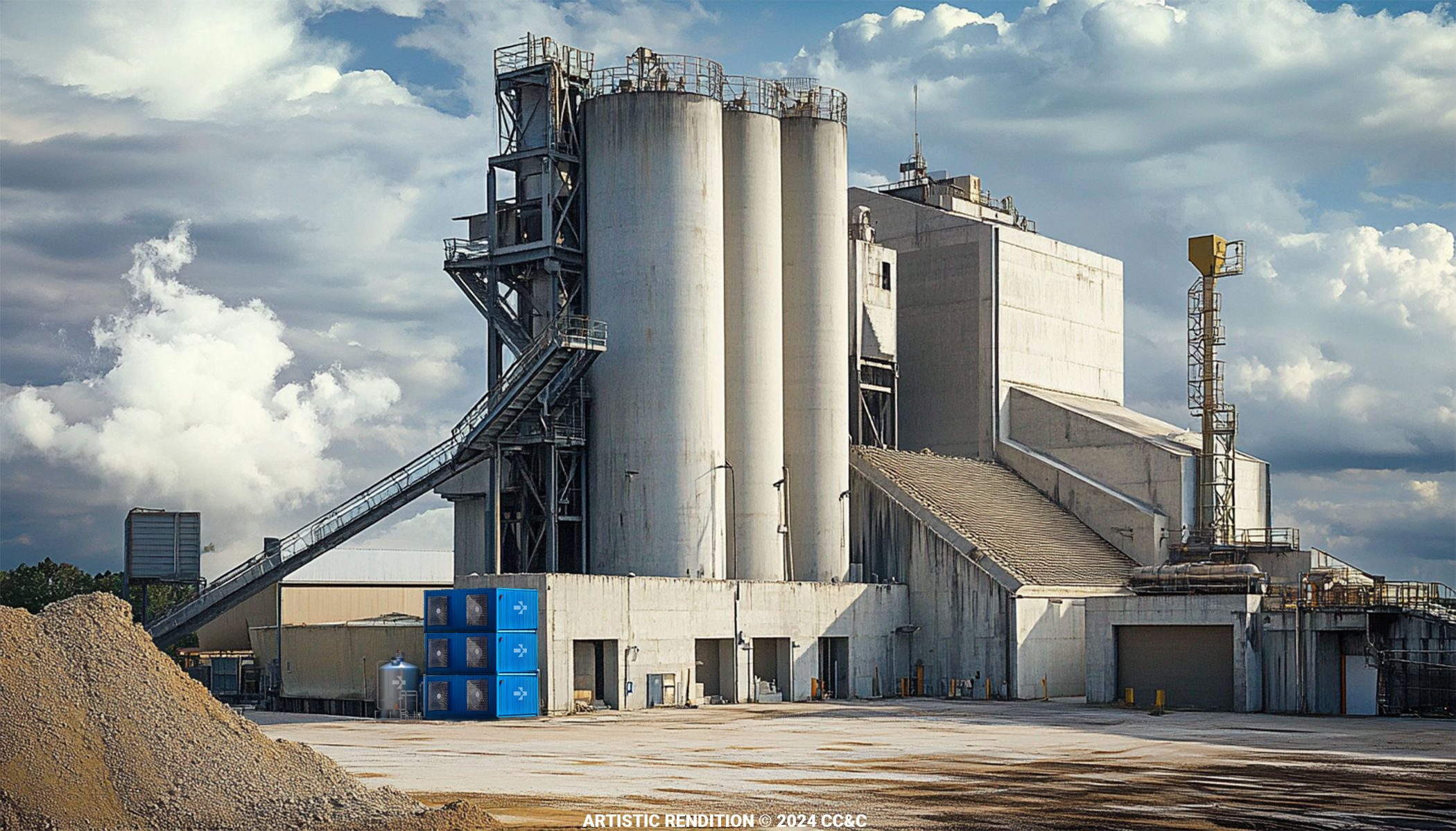An artistic rendition of the CO2 capture units (not actual installation).