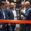 Toyota Material Handling held a ribbon-cutting ceremony for the company’s AutoStore installation within its Parts Distribution Center in Columbus, Indiana. Pictured (Front L-R): Bastian Solutions Chairman Hito Matsuoka, AutoStore Director of Sales - North America Joe Elie, and Toyota Material Handling North America President & CEO Brett Wood (Back L-R): Toyota Material Handling Vice President of Aftermarket Operations Bret Bruin and Toyota Material Handling President & CEO Bill Finerty.