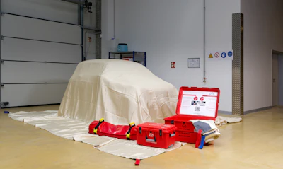 In the event of a lithium battery fire, specially treated fire blankets smother the fire and keep it from spreading until first responders arrive.