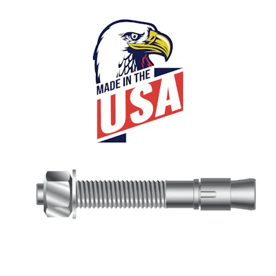 American-made industrial bolt with patriotic eagle logo representing USA manufacturing
