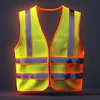 Construction safety vest with reflective stripes in bright yellow-green and silver