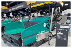 Teal Vögele road paving machine at construction industry trade show