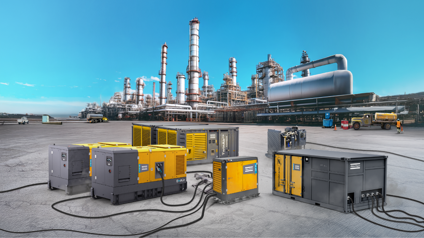 Industrial refinery with portable generators and processing equipment