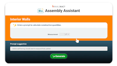 BuildXact Assembly Assistant web interface for construction quantity calculations