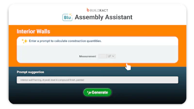 BuildXact Assembly Assistant web interface for construction quantity calculations