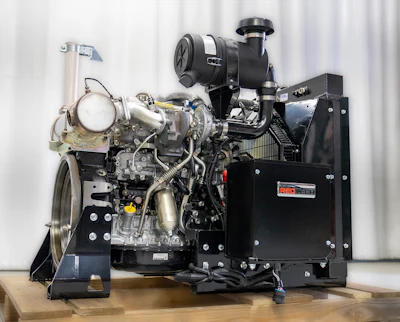 Industrial diesel engine with complex mechanical components and RedSpec branding
