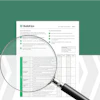 BuildOps document with green header under magnifying glass on green background