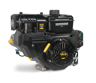Black Vanguard 14.0 horsepower industrial engine with technical components