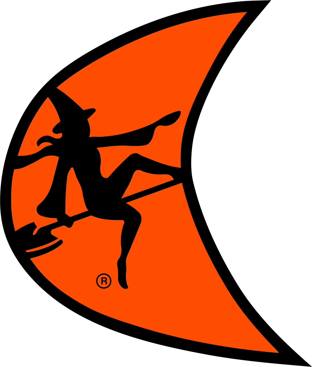 Nike Running logo: Black silhouette of a dynamic runner on orange background