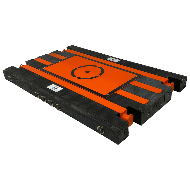 Industrial orange and black technical module with modular design