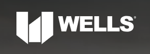 Wells corporate logo with geometric white and black design