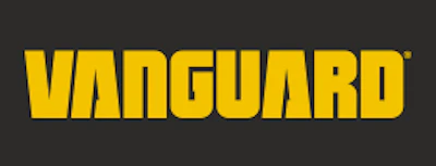 Vanguard logo in bold yellow letters on dark background