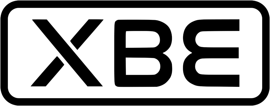 XBE logo: Black letters X, B, E in rectangular border