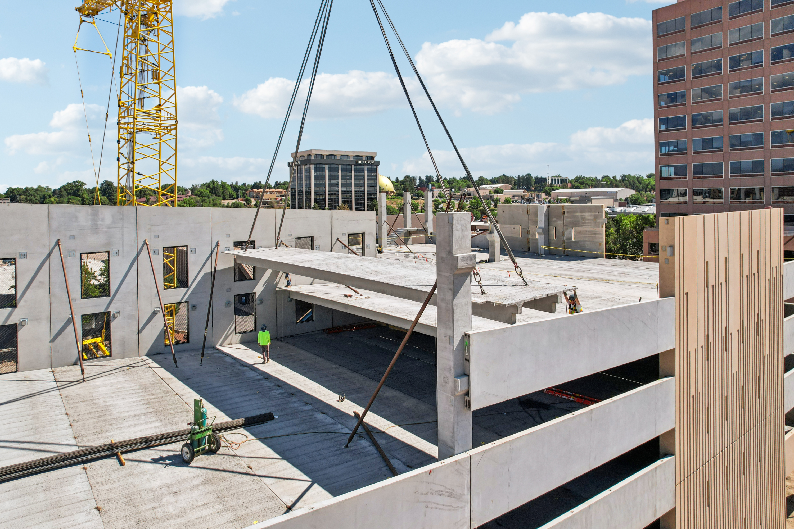 Prefabricated building components accelerate construction timelines and increase safety on the jobsite.